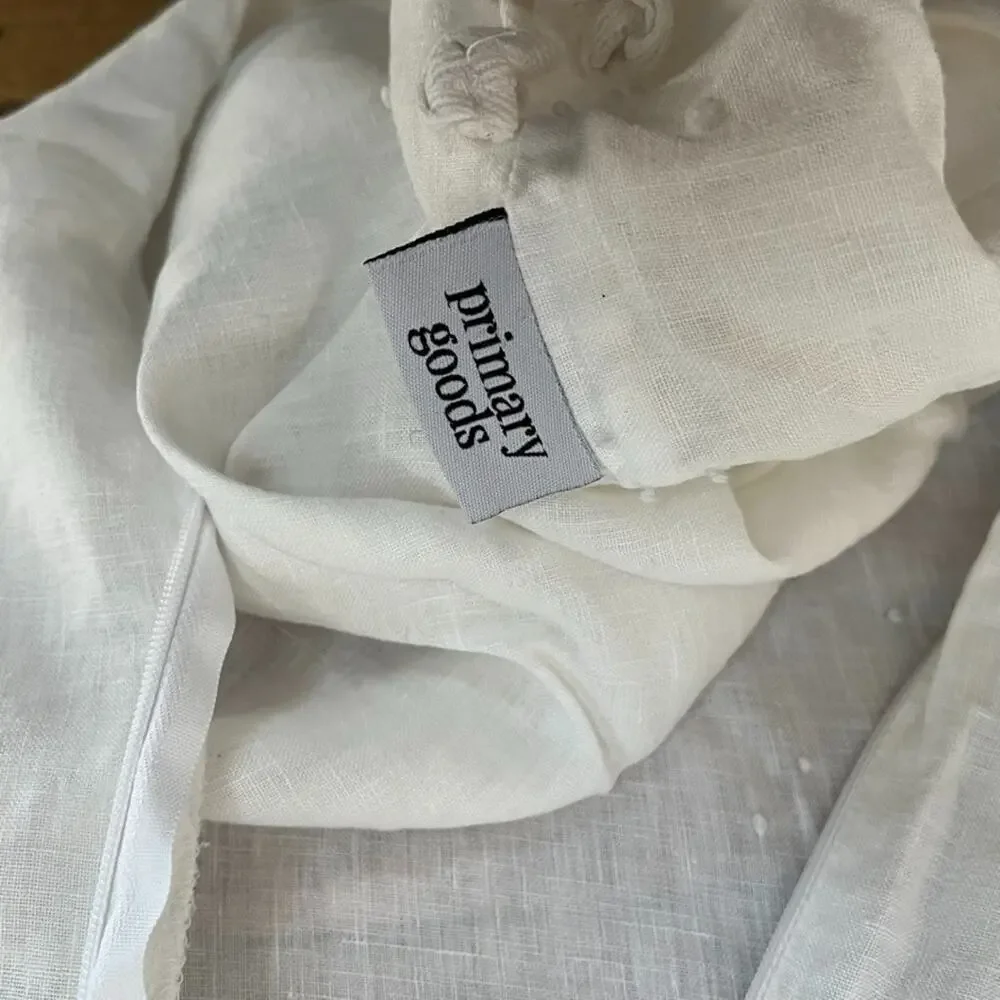 Primary Goods Full Queen Pure White Duvet Cover Linen Zip Closure Snaps